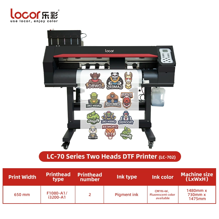 Футболка Locor Brand Digital Inkjet Tirt Субляционные ткани ткани ткани A3 DTF принтер DTF для встряхивания порошков 70 см DTF