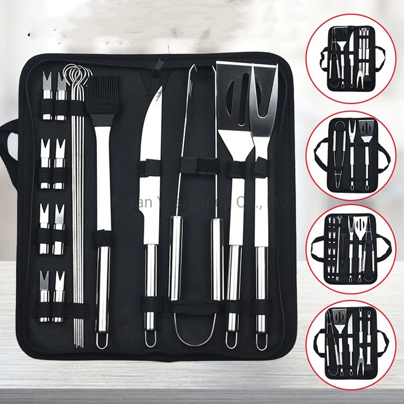 Amazon Stainless Steel Tool Kits 3-20 Pieces Barbecue Combination Tools Outdoor Home BBQ Grill Tool Set