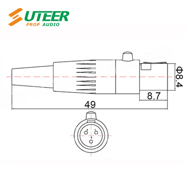 3-polige Lötschlemme für Wireless-Mini-XLR-Kabelstecker