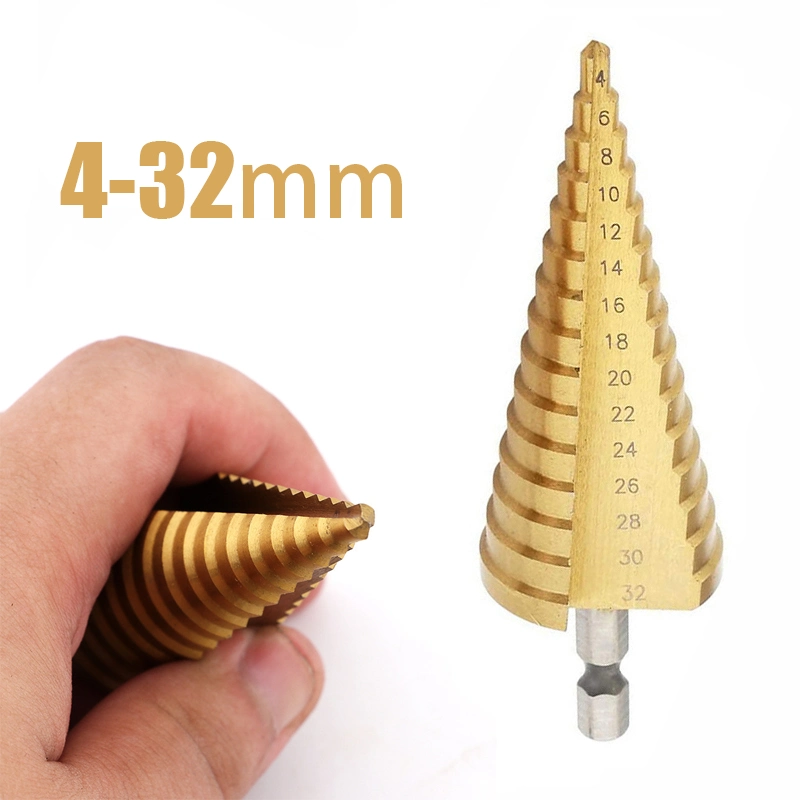 4-32mm HSS Straight Groove Step Drill Bit Titanium Coated Wood Metal Hole Cutter Core Drill Bit