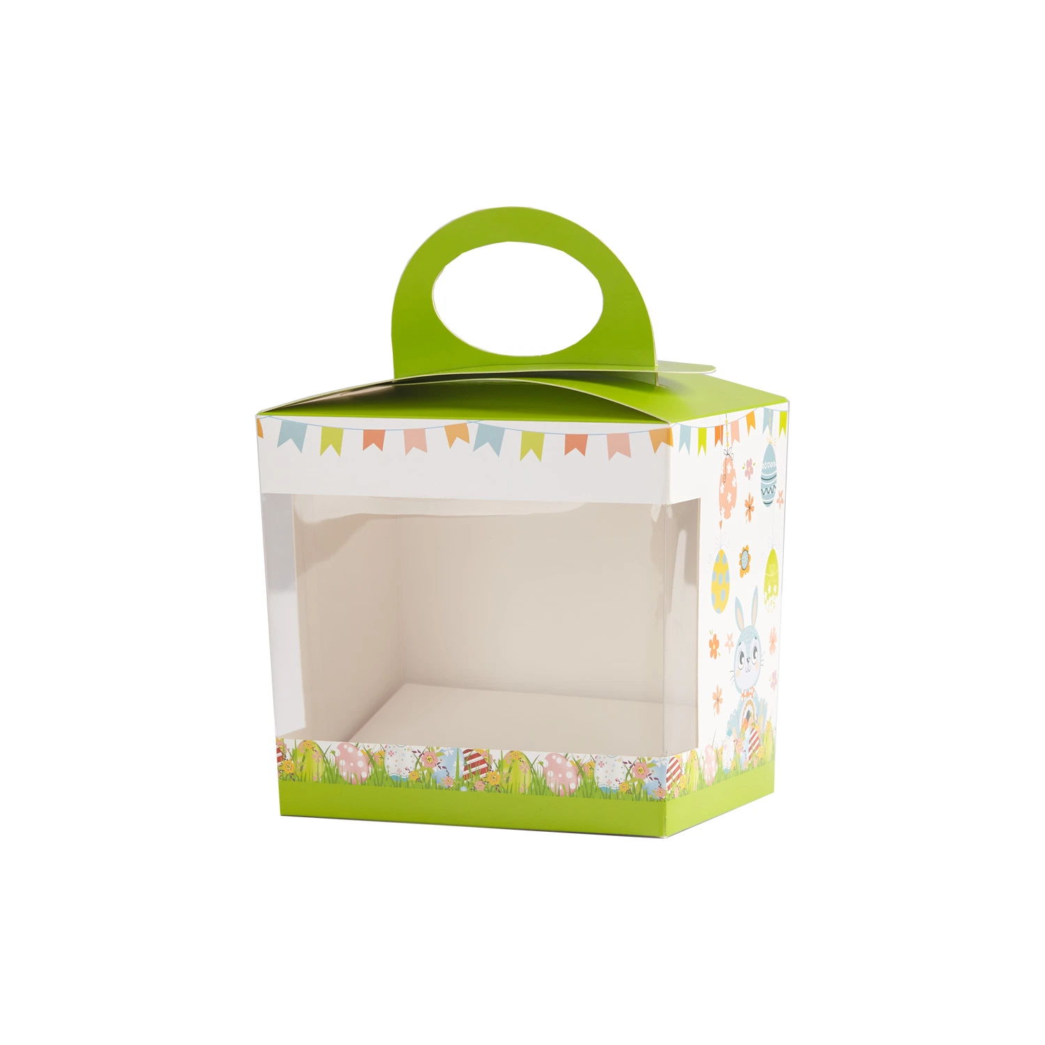 Grande caixa de bolos descartável fácil de levar para padaria Macaron Caixa de embalagem de papel presente para alimentos com silenciador de pastelaria Limpe a janela e a pega