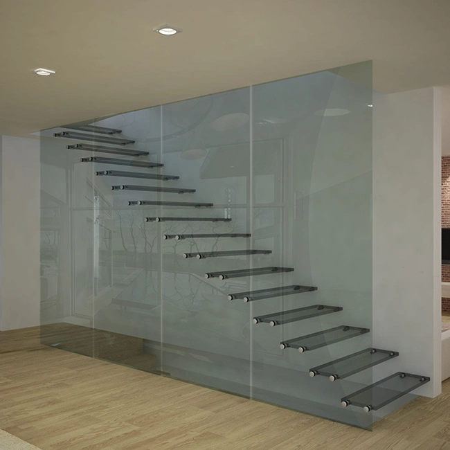 Home Stair Case Floating Cheap Glass Treaded Floating Stairs High Quality Stairs Woth Floating Stringer Kit