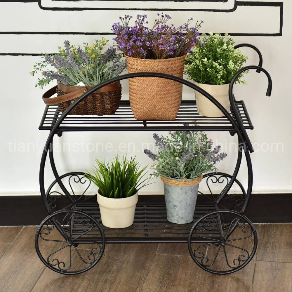 Metal Plant Layer Flower Pot Cart Display Rack