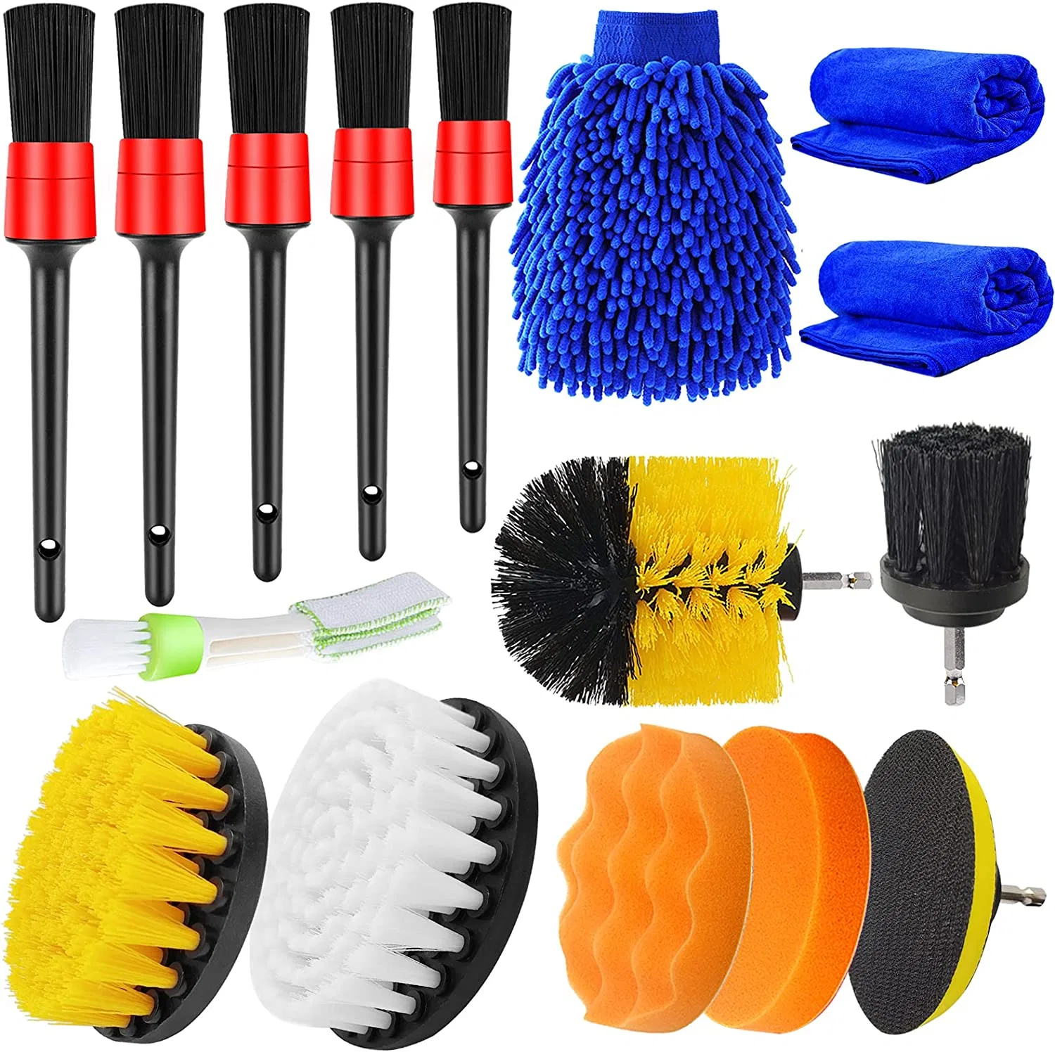 15PCS Car Detailing Brush Set Car Cleaning Kit for Wheels Engine Console Dashboard Air Vent Leather(Detail Brushes Wheel Brush