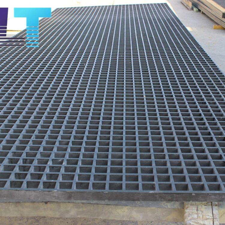 Fiberglass Grating FRP Molded Grating 1-1/2" Thick with 1-1/2" Square Mesh, with Grit.