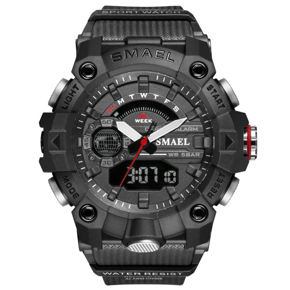 Exterior de color caqui ver hombres multifunción de la Electronic Sports Watch Reloj alarma luminosa pantalla doble