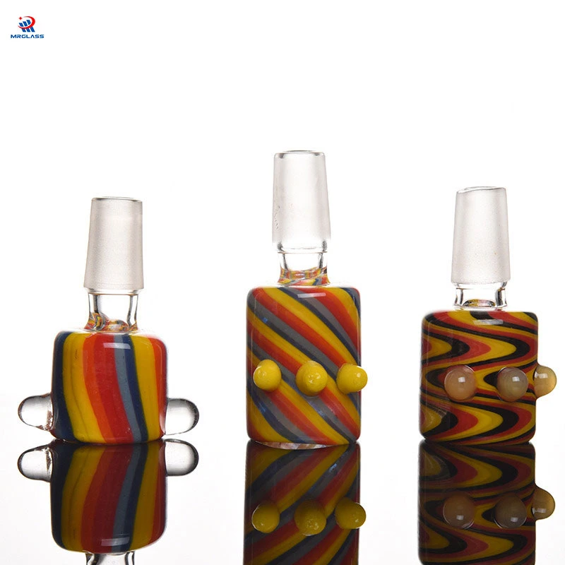 High Borosilicate Glass Water Pipe Accessories Colorful Imported Material Pattern 14.4mm Glass Tobacco Bowl