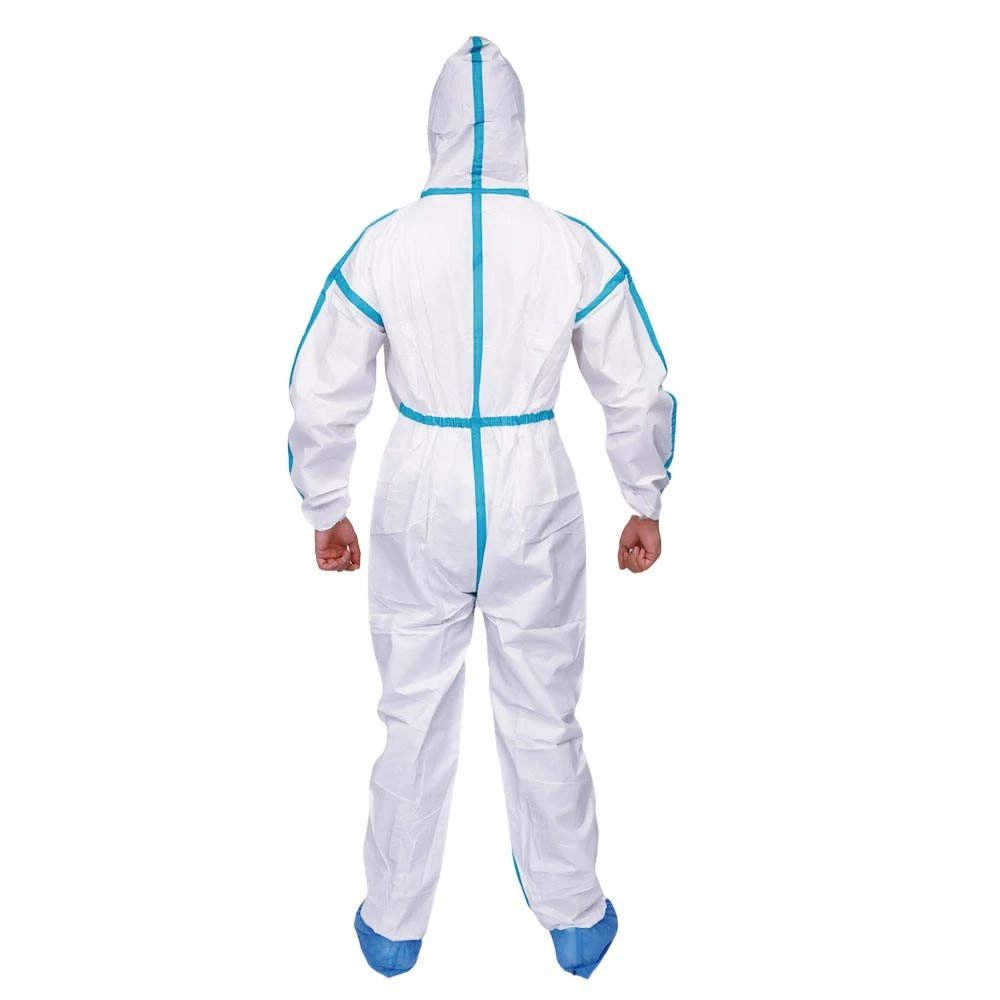 Tipo de baratos 4/5/6 Traje Hazmat Ppes resistente a productos químicos no Tejido microporoso desechables SMS El amianto se adapte a mono con Logo