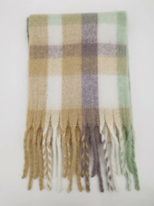 Fábrica que vende bufanda larga de invierno de poliéster a cuadros para mujeres y hombres, popular y cálida, con logotipo personalizado