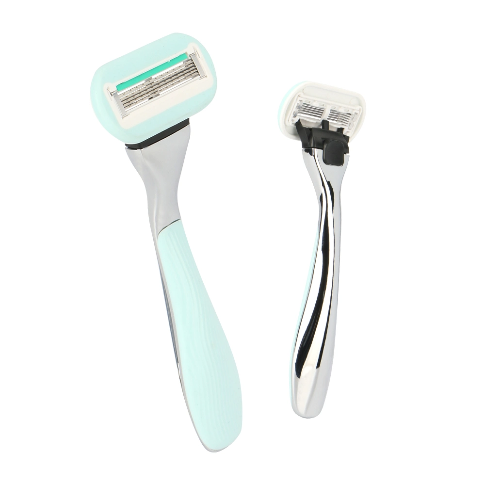 D957L Private Label High quality/High cost performance  Metal + Rubber Handle Five Blade Shaving System Razor Lady Razor