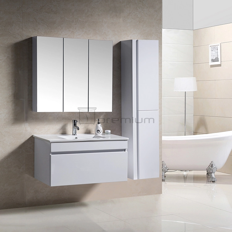 Hangzhou Luxury Design branco Tamanho Grande Espelho banheiro moderno Gabinete montado na parede mobiliário do Gabinete da bacia em cerâmica banheiro vaidade estratificados móveis domésticos