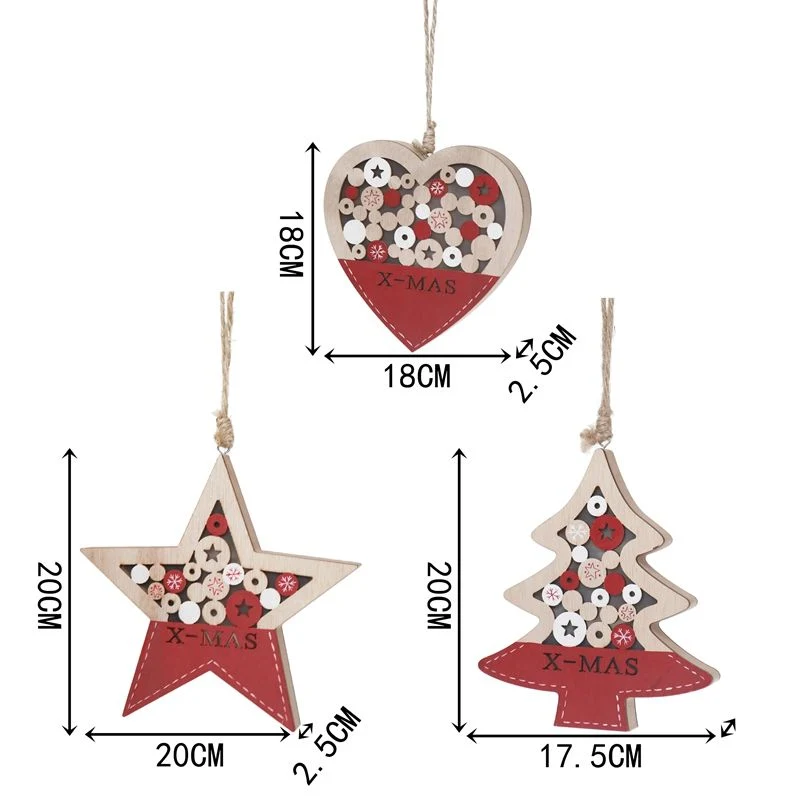 2023 Feiertagsdekoration Holzbaum Stern Herz-Form für Zuhause Weihnachtsdekoration