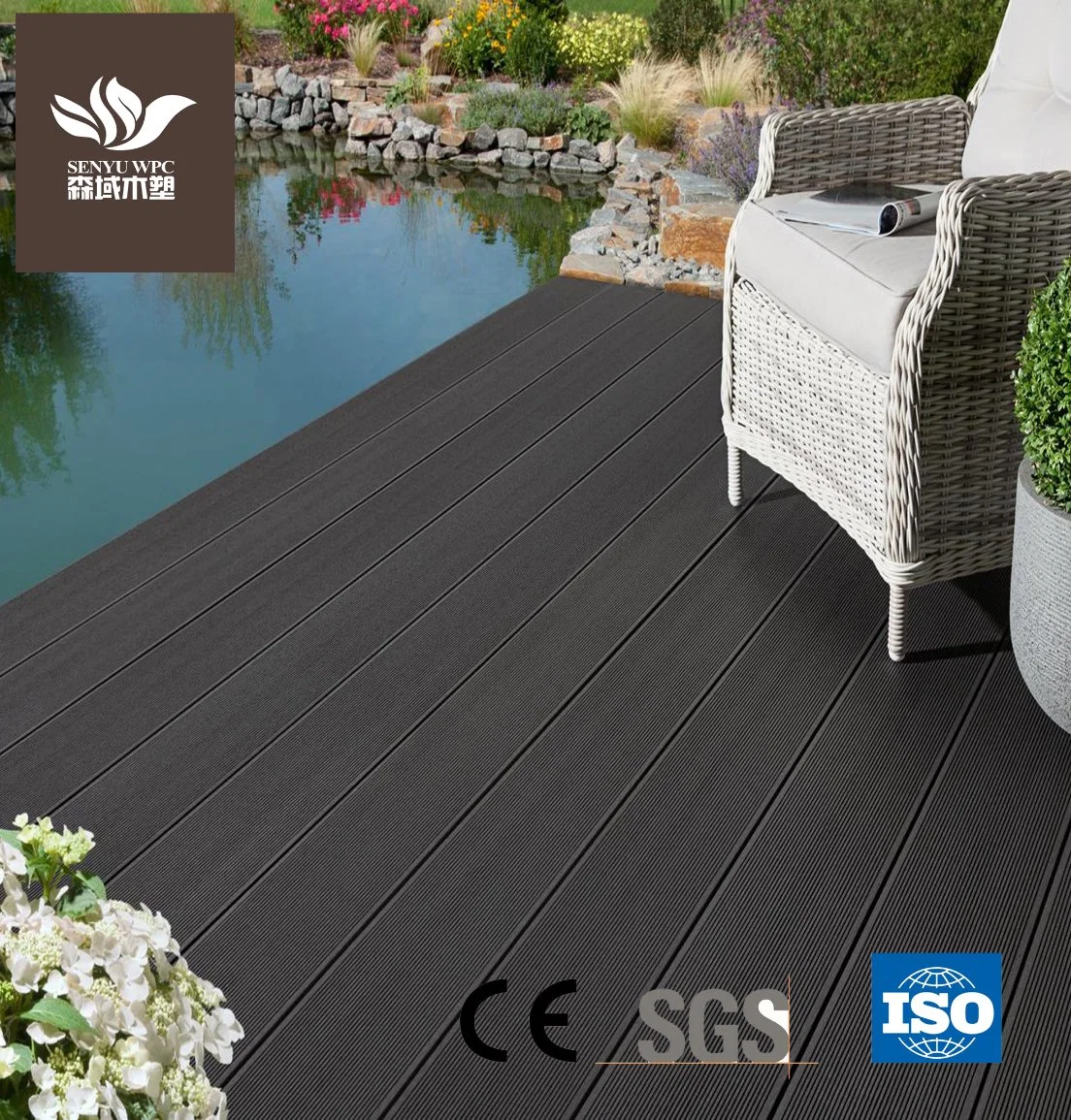 Wood Flooring Textured Waterproof PVC Vinyl Outdoor Plastic Composite Decking Board