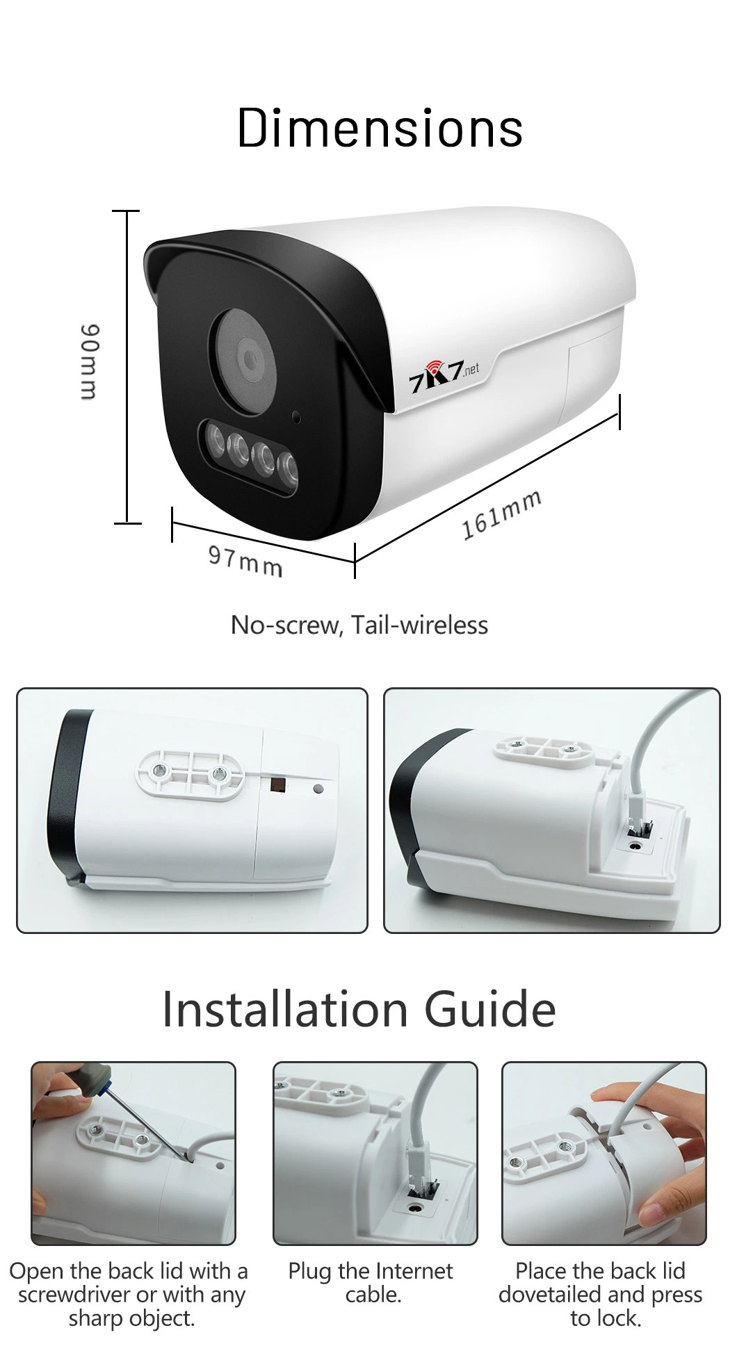 7K7 4MP F1,0 Blacklight Objektiv, Nachtsichtkamera Bullet Security IP Ai Kamera