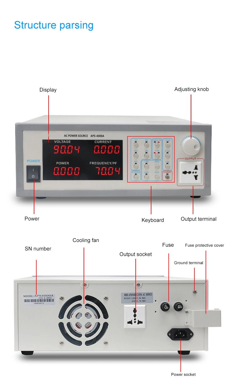 AC Alimentation Source Fournir Banc de Stockage Type Alimentation à Fréquence Variable 350va 700va 1200va