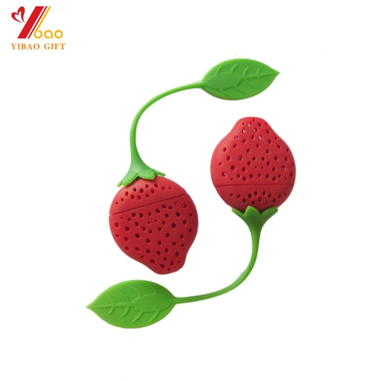 100% Food Grade Custom Strawberry Shape Red Color Silicone Bulk Tea Infusers Tea Bag for Kitchenware (XY-TB-13)