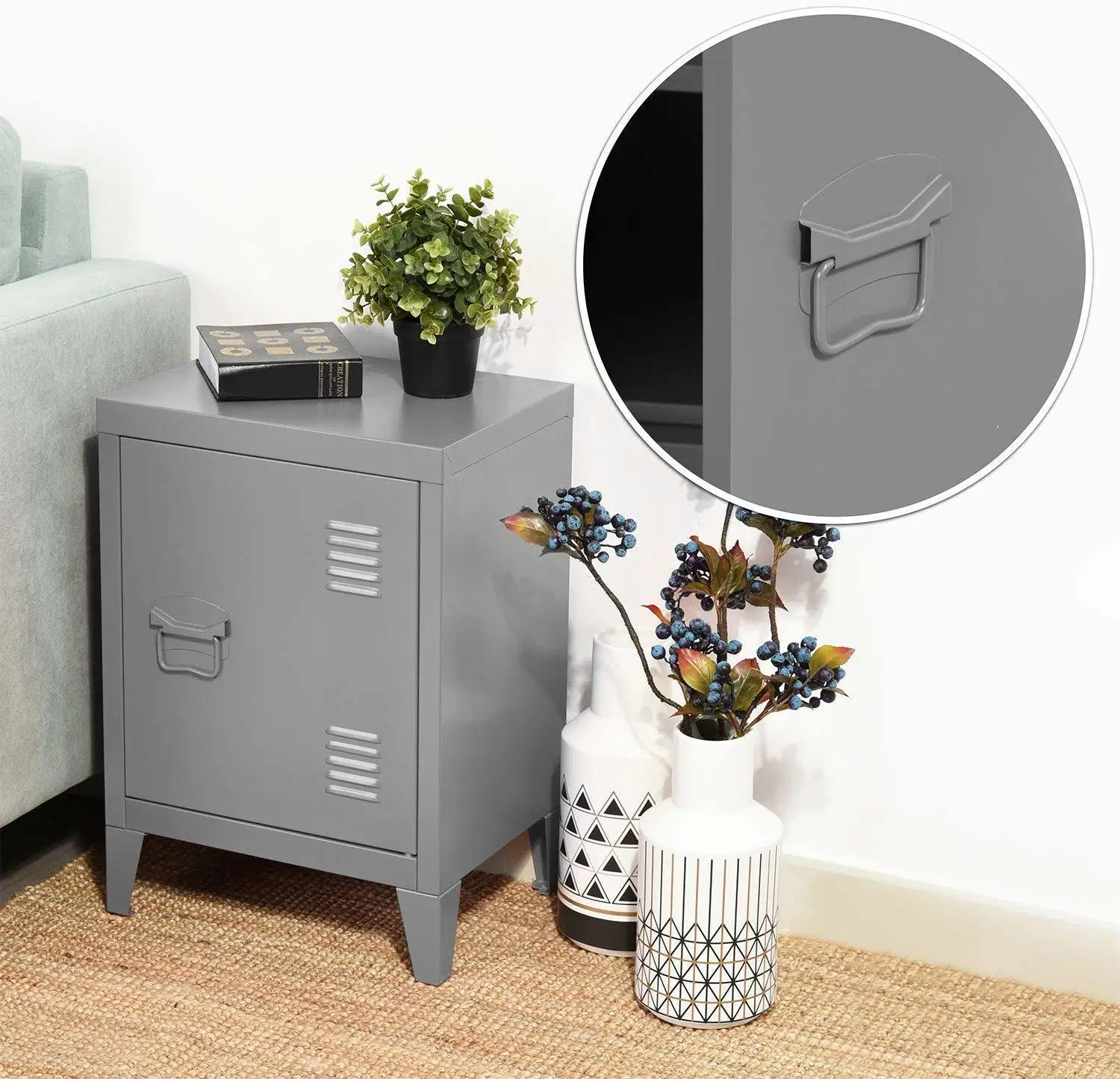 Wohnzimmer Metalldatei Schrank Lagerung Schrank Boden Schrank Metall Storage Organizer Nachttisch