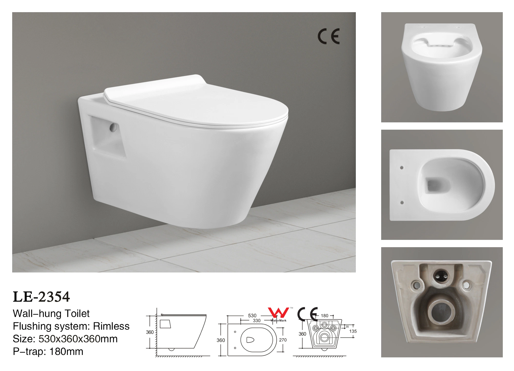 Matt Black Rimless Bathroom Wall Mount Toilet with CE & Factory Price 2311-Oiq