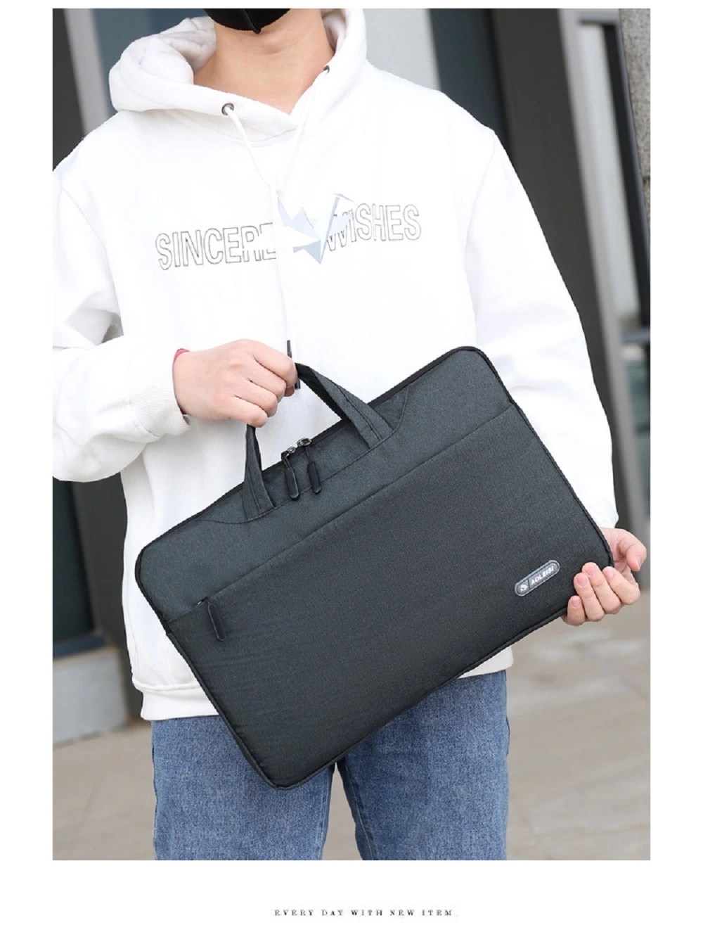 Standard Laptop Messenger & Handle Bag Water Repellent Fabric for Office, Business, Casual, Travel Wyz17820