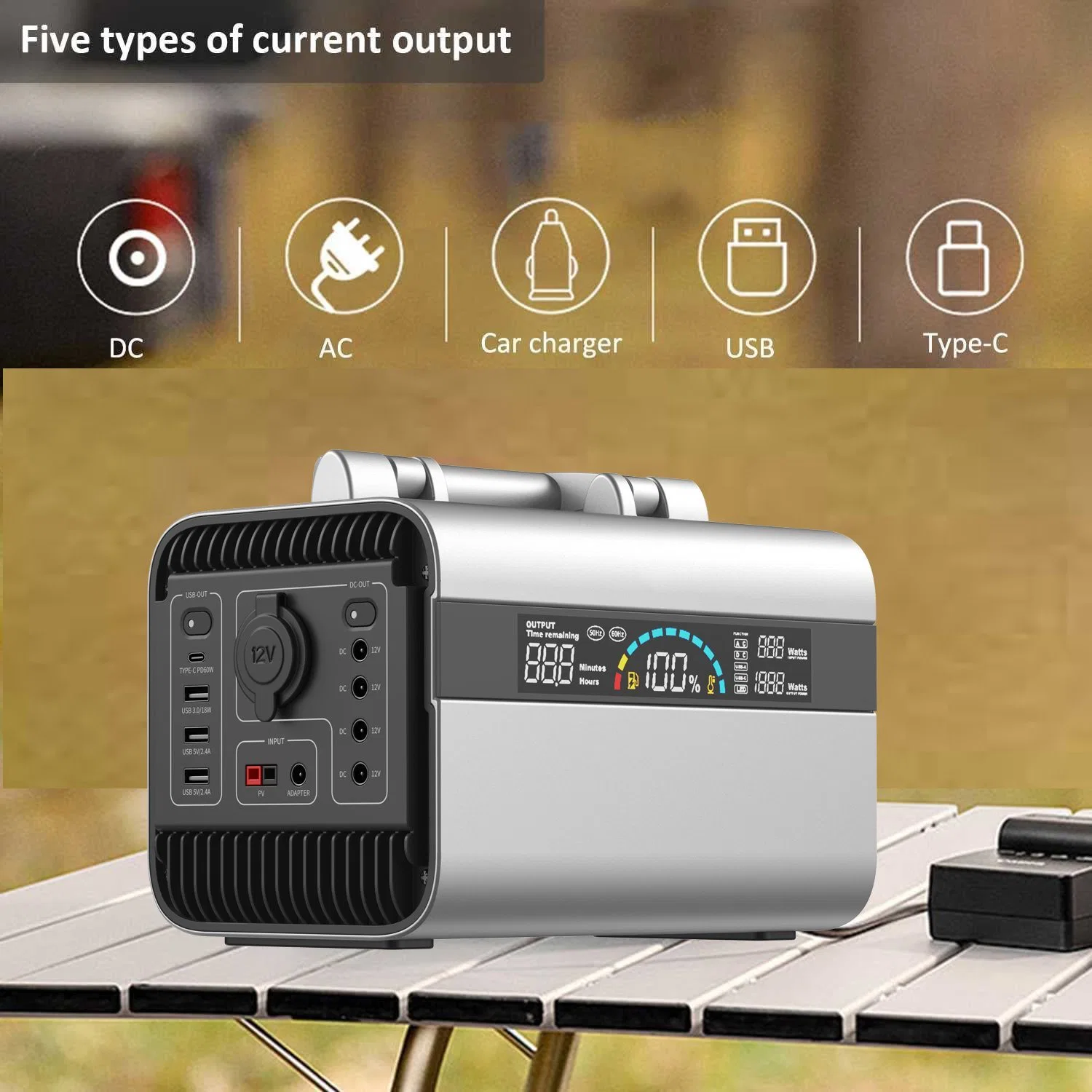 Coque en alliage métallique durable 300 W Camping portable stockage d'énergie Alimentation extérieure