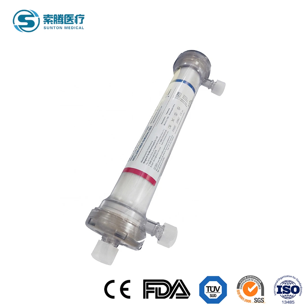 Sunton Hemodialyzer dializador China Cada Pack baja de fibra hueca de alto flujo Hemodialyzer dializador Fabricante Precio barato de hemodiálisis médicos dializador