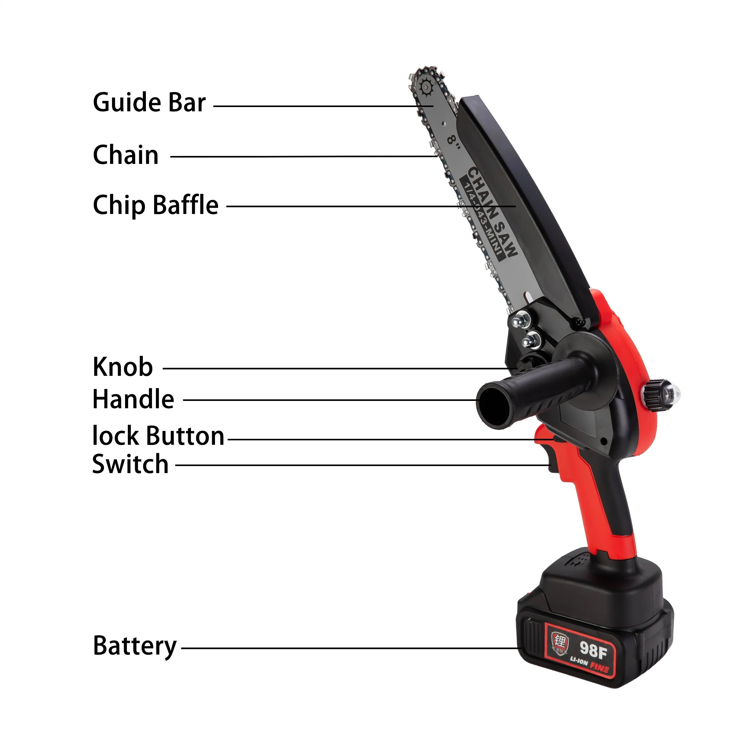 High quality/High cost performance  21V Portable Handheld Mini Chainsaw 8 Inch Cordless Electric Chainsaw with 2 Lithium Battery Power Tools Garden Tools Chain Saw