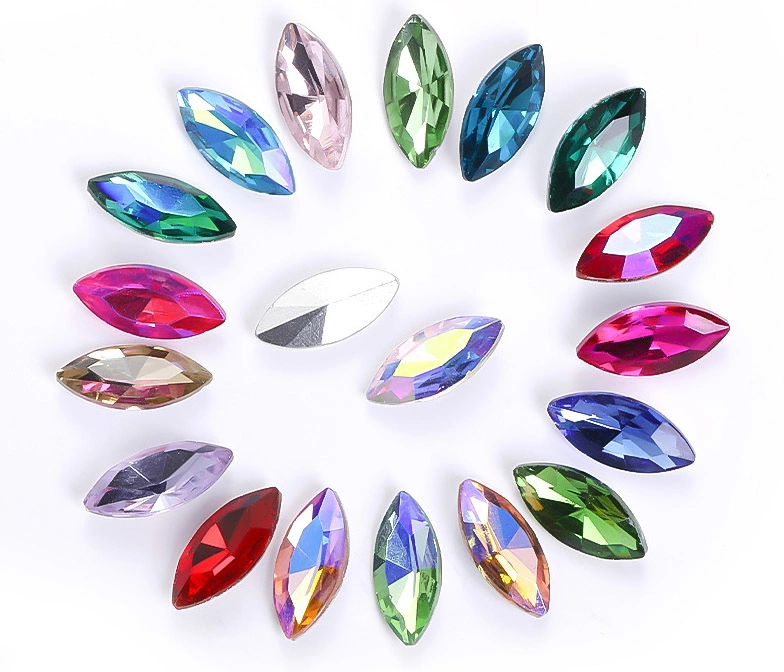 Marquise Rhinestones Crystal Glass Plating Silver Jewelry Clothing Accessories Loose Beads