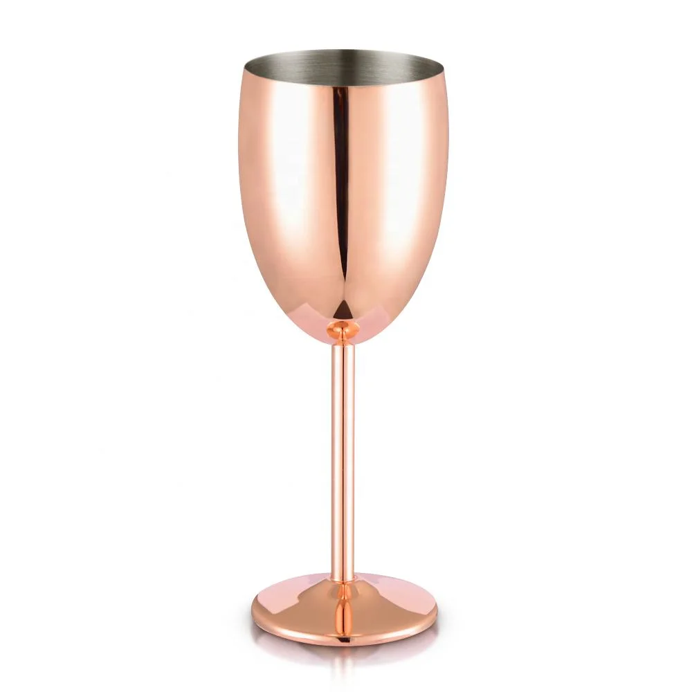 الذهب مخصص زفاف عيد الميلاد هدايا من الفولاذ المقاوم للصدأ 8 أوز ملونة زجاج Gobet Red Wine Glass Metal مع كأس شامبانيا