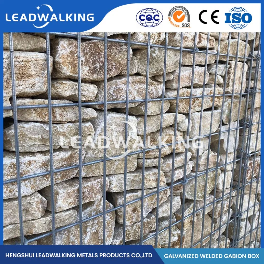 LeadWalking 80X120mm Mesh Mesh Cage Hersteller hohe Sicherheit Verzinkt Geschweißte Gabion Box Mesh China 30X30X30 Größe Stein Käfig geschweißt Gabion Box