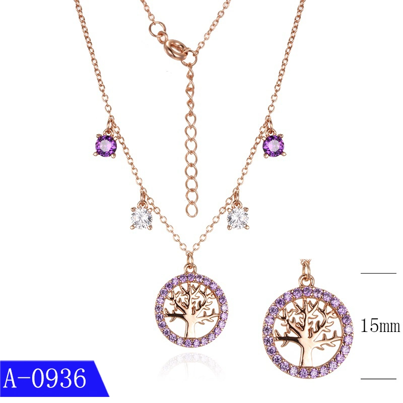 Wholesale New Design Fashion Jewelry 925 Sterling Silver Colored CZ Necklace for Women