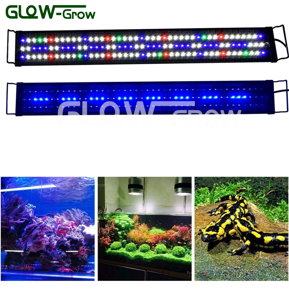 90 * 12cm Aquarium Lights Fish Tank LED Licht mit ausziehbaren Halterungen, Wasserdichte Full Spectrum Blue Red White Green LEDs für Süßwasser