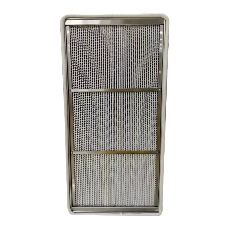 China Shandong Manufacturers Double Header 304 Stainless Steel Frame 350&ordm; C High Temp HEPA Filter