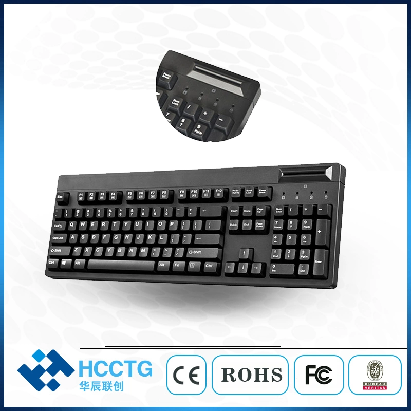 USB Multi-Functional 104 Keys Keyboard with Msr Magnetic Card Reader Track 1 2 3 and Contact IC Chip Card Reader Hcc150u