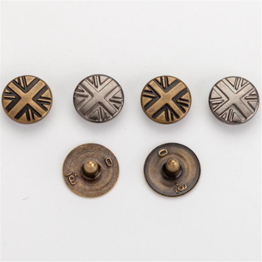 Custom Decorative Embossed Vintage Metal Jeans Button Rivets