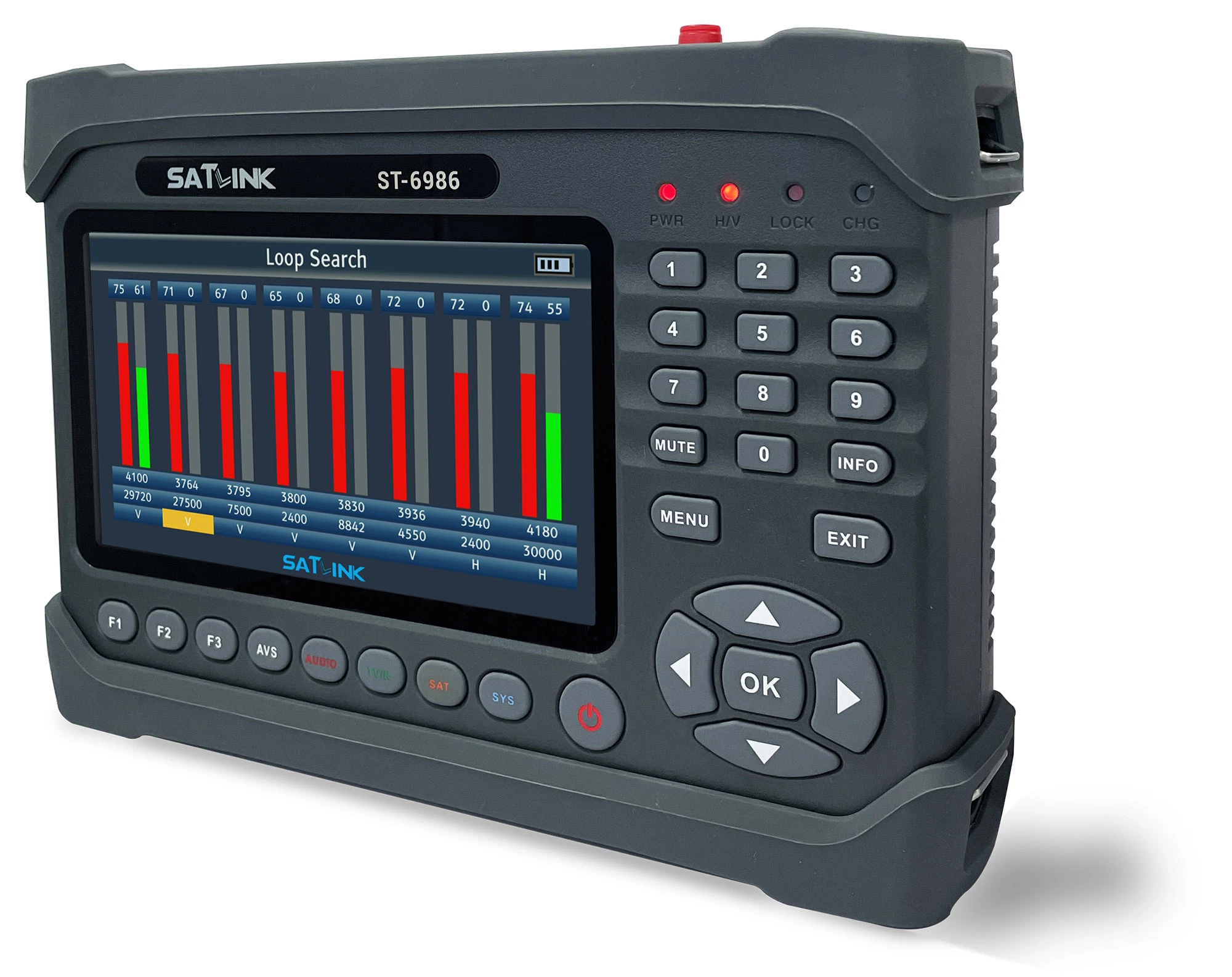 Analisador de espectro de satélite portátil compatível com DVB-S/S2X/T/T2/C Digital