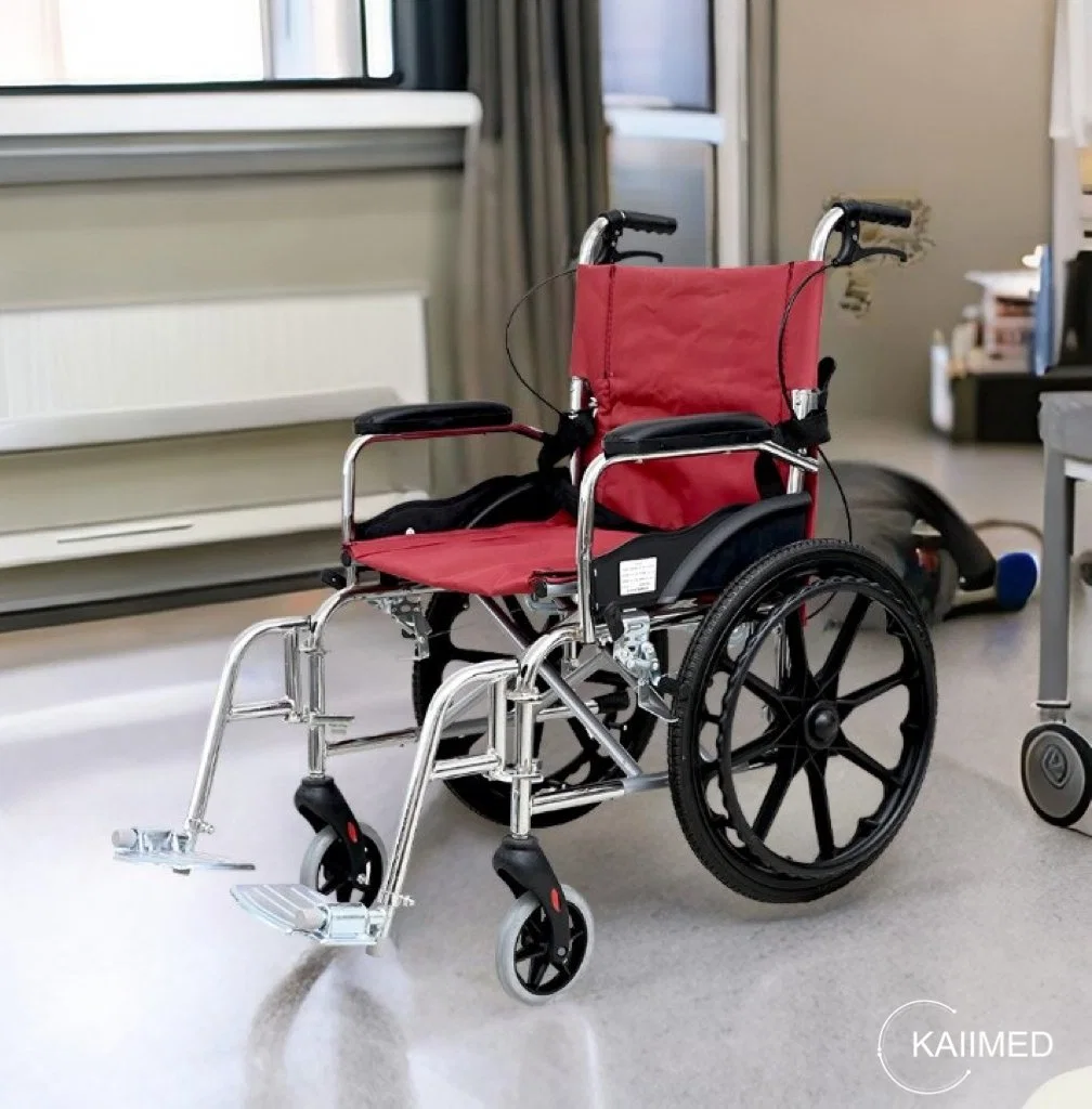 [Pw-8012] Lightweight Foldable Manual Self-Propelled Active/Passive Wheelchair with Backrest and Brakes in Aluminum Alloy or Steel as Hospital Equipment