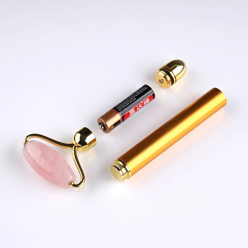 Nueva llegada caliente personalizada Venta portátil herramienta de belleza eléctrica facial Masaje ocular Stick Beauty Equipment Anti Envejecimiento Rosa Jade Roller