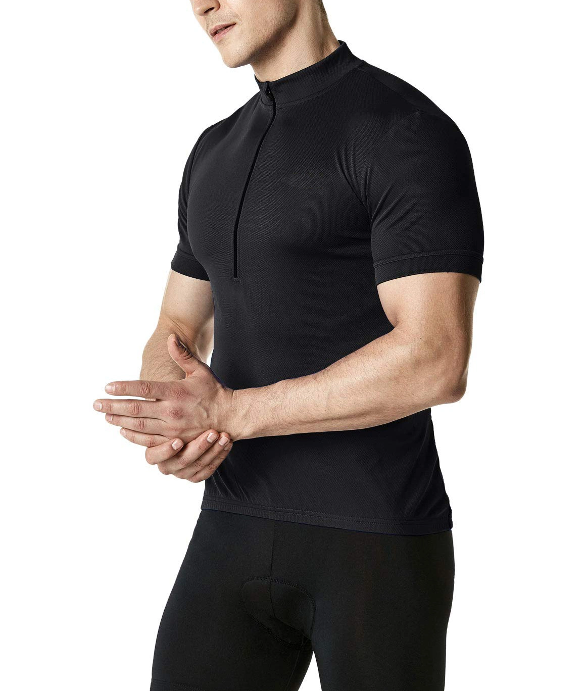 Quick Dry 1/4 Zip Sports Wear Shirt Men Sports Running T-Shirt Exercise Gym Fitness Tight Zipper Collar Shirts Bike Cycling Jersey