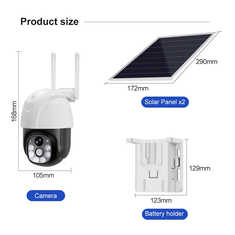 2,8 Zoll WiFi Wireless 20W Solar Camera PTZ IP66 1080p Smart Security CCTV IP-Überwachungskamera