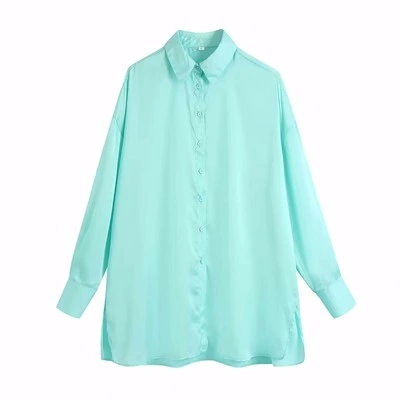 New Button Coverup Shirt Neckline Pocket Decoration Basic Loose Casual Women's Shirt