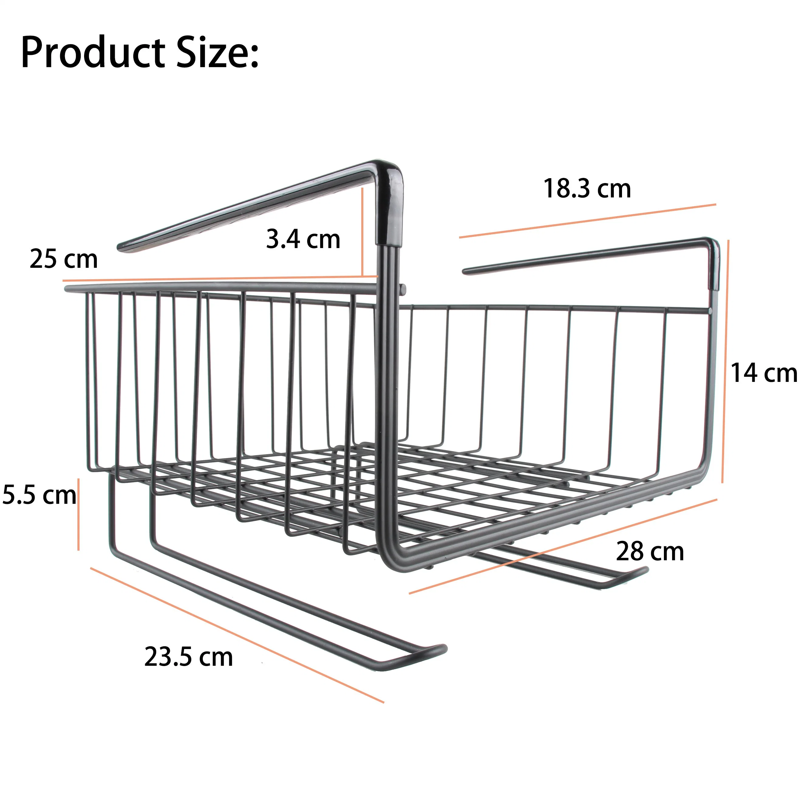 Prateleira inferior arame de pendurar cesto de armazenamento Cozinha Casa de banho Pantry Metal Organizador de armários