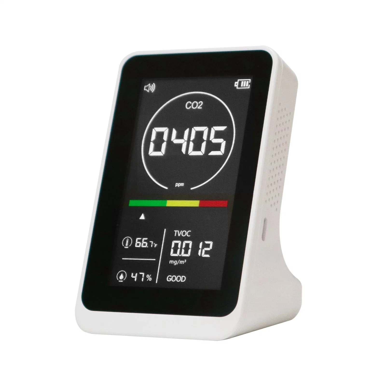 Air Quality Monitor, CO2 Tvoc Temperature Relative Humidity and Pollution Detector for Home, Office or School, Desktop Air Quality Monitor