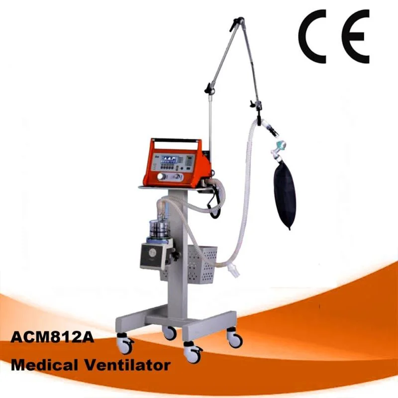 CE Certificate Pneumatic Driven Electronic Control Ventilator Hospital ICU Medical Equipment Ventilator Acm812A for Infant and Adult