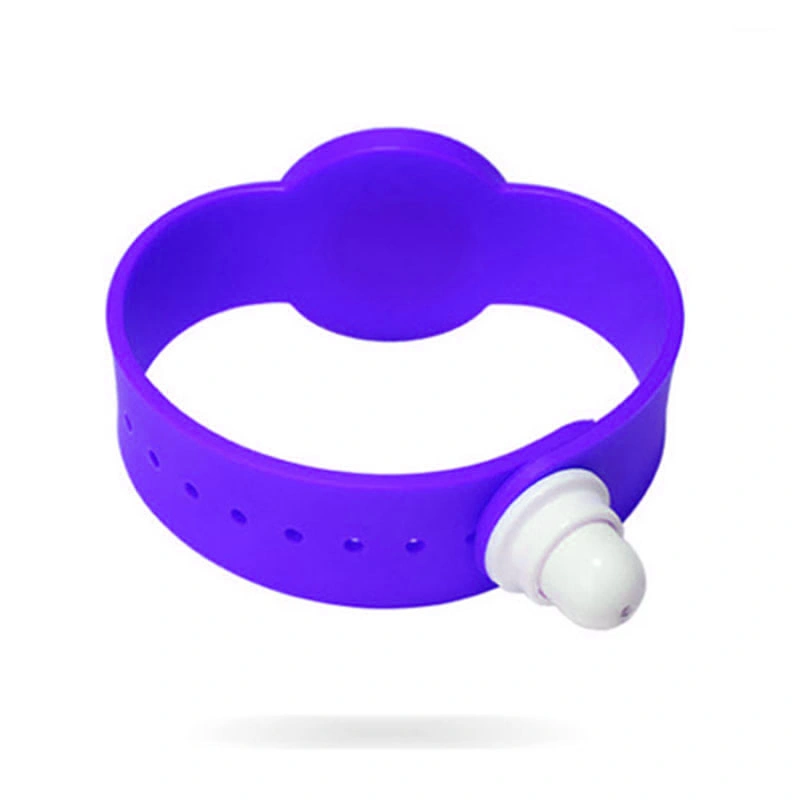 Divertido niños NFC Snap on Wristband 13,56MHz RFID de silicona Con enganche