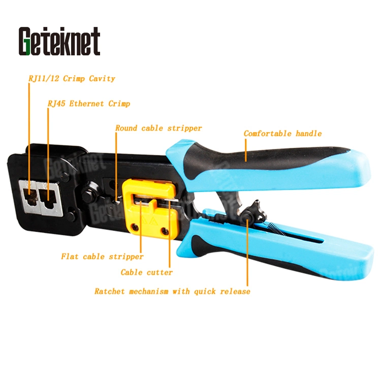 Gcabling Networking Tool Self-Adjusting Cable Cutter Crimper Inserter Tool Network Hand Cutting Crimping Pliers