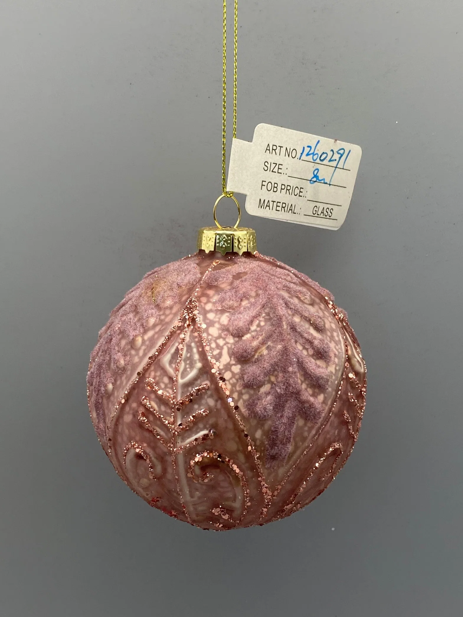 Hot Sales Rose Gold Flocking Christmas Ornaments for Xmas Decoration