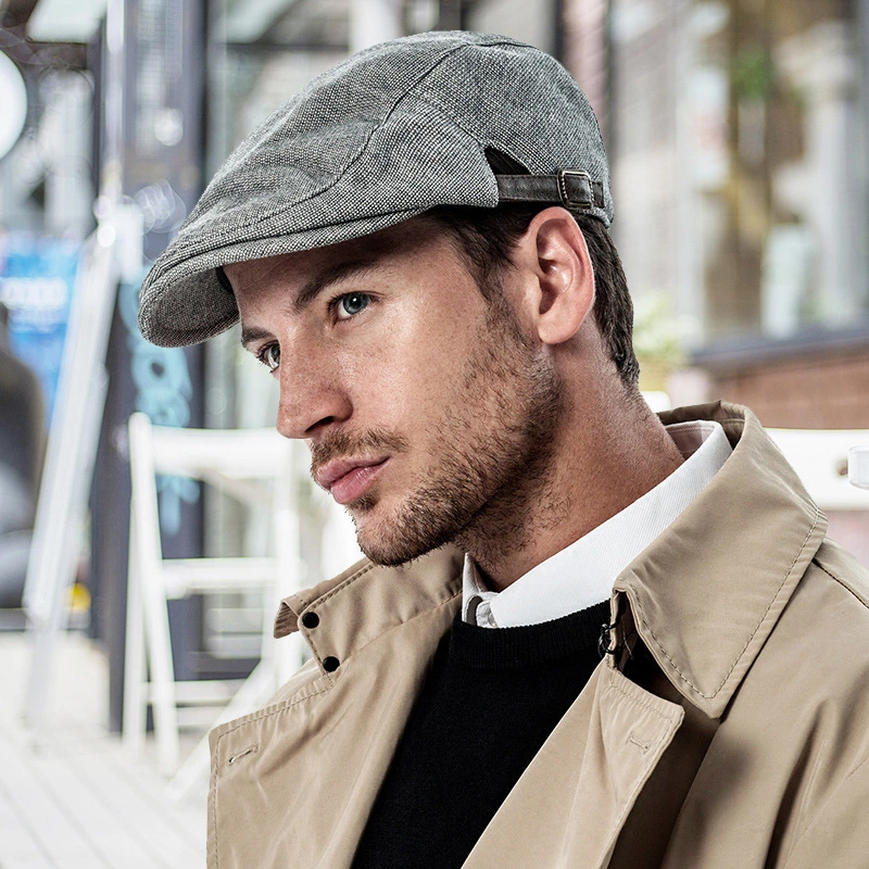 Summer Autumn Winter Men Solid Colour British Simple Style Cotton Fashion Retro Beret Newsboy Hat