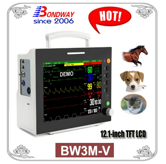 Veterinary Monitor, ECG, NIBP, SpO2, 2 Temperature, Pulse Rate, Optional Etco2, IBP, Veterinary Patient Monitor, Good Price