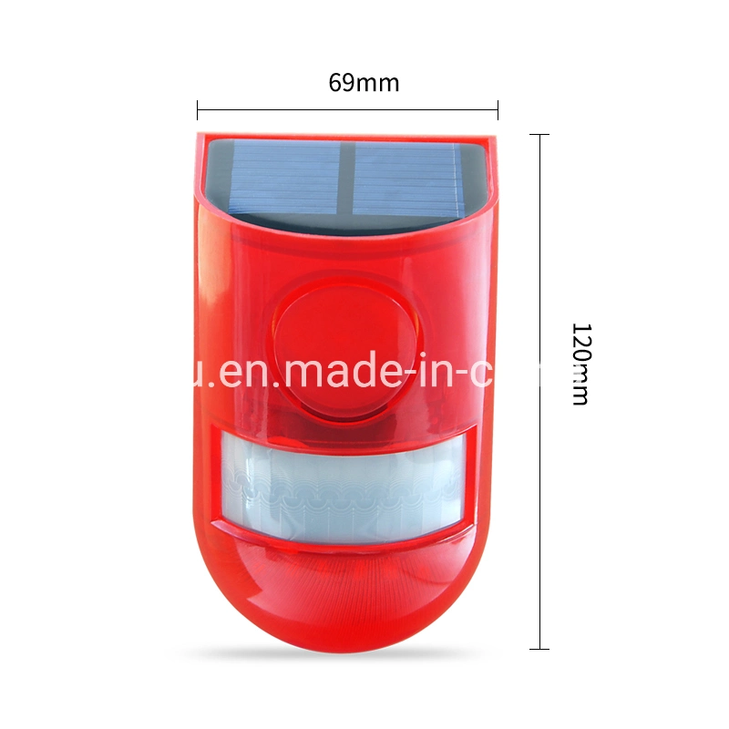 Outdoor IP65 Waterproof Solar Power PIR Sensor Security Alarm with LED Lamp