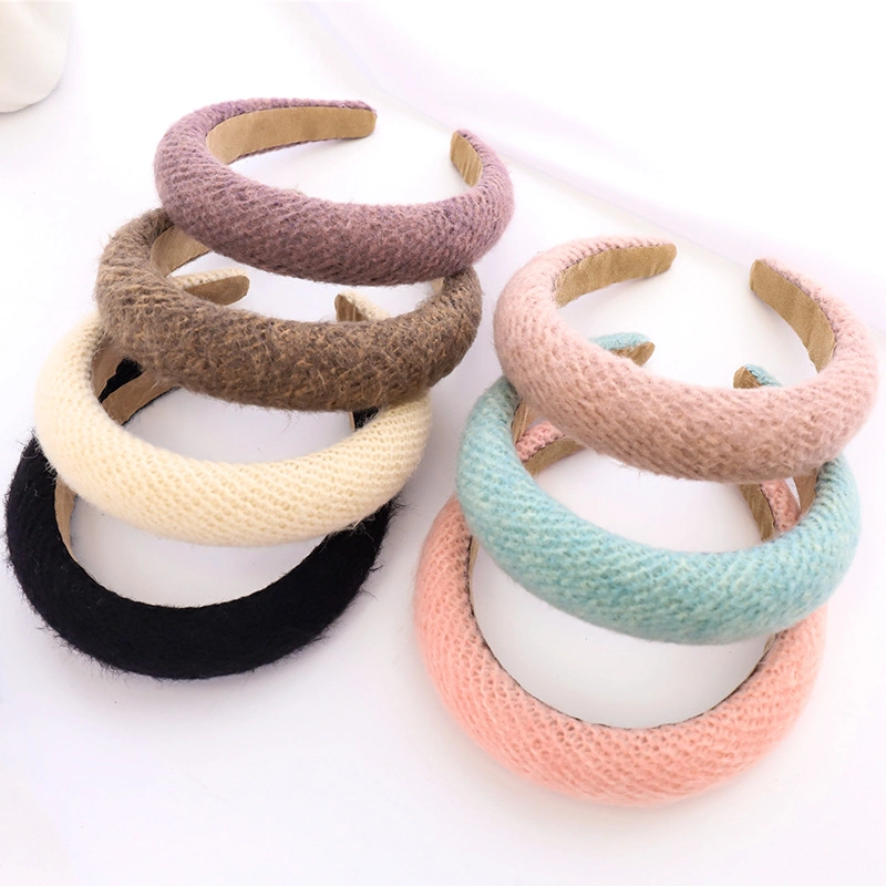 فصل خريف وشتاء من الشعر الجديد Band Woolen Kning Sponge أكسسوارات الشعر الجانبية الواسعة